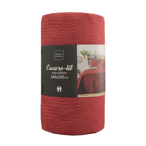 Couvre-lit 2 Personnes Matelassé 220x240 Microfibre Unie Romane Terracotta