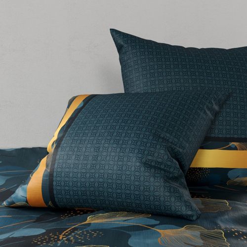 Housse De Couette 260x240 Ginko + 2 Taies Coton 57 Fils