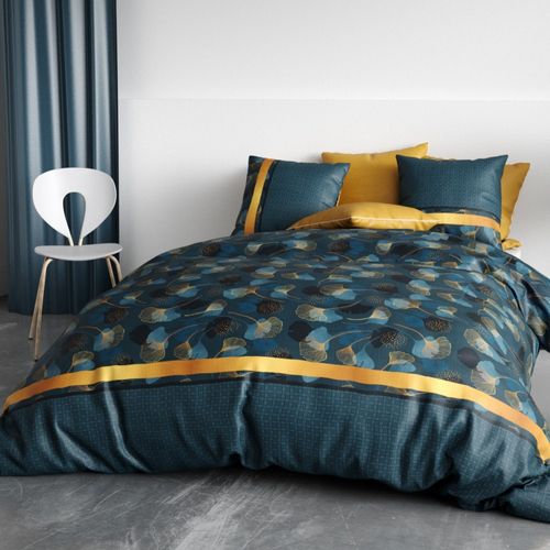 Housse De Couette 260x240 Ginko + 2 Taies Coton 57 Fils