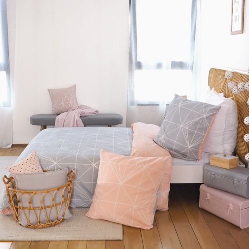 Housse De Couette 240x220 + 2 Taies Shyne 100% Coton 57 Fils