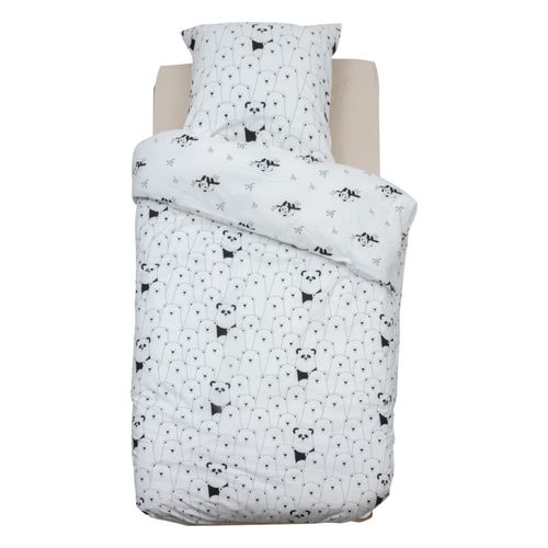 Housse De Couette Enfant 140x200 Panda + Taie Coton 57 Fils