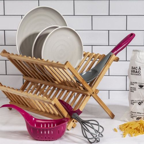 Égouttoir à Vaisselle Pliable En Bambou