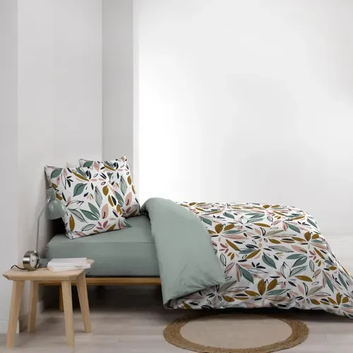 Housse De Couette 240x220 + 2 Taies Imprimées Feuillages