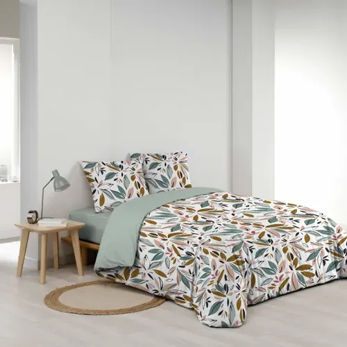 Housse De Couette 240x220 + 2 Taies Imprimées Feuillages