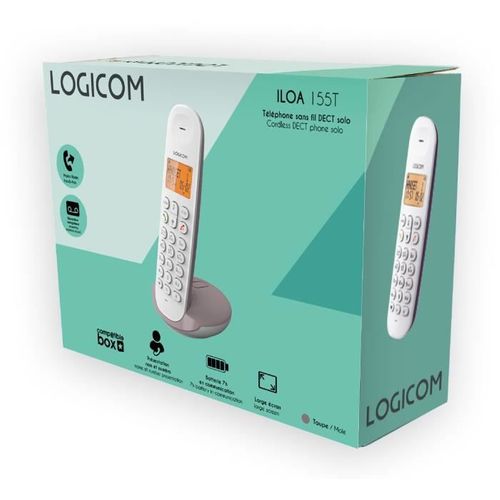 Téléphone Fixe Sans Fil - Logicom - Dect Iloa 155t Solo - Taupe - Avec Répondeur