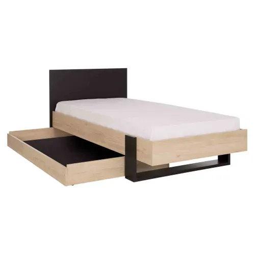 Lit 90x190 cm DUPLEX imitation châtaignier et noir