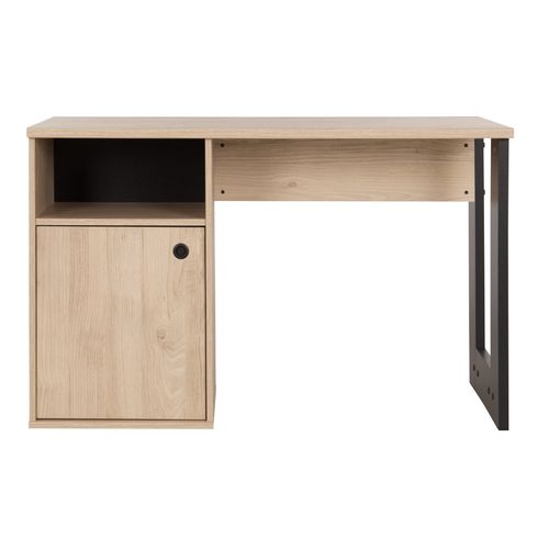 Bureau 1 porte DUPLEX imitation châtaignier et noir vue de face