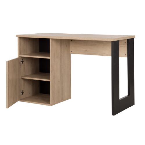 Bureau 1 porte DUPLEX imitation châtaignier et noir