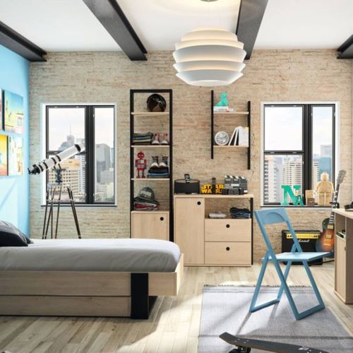 Etagère murale DUPLEX imitation châtaignier et noir