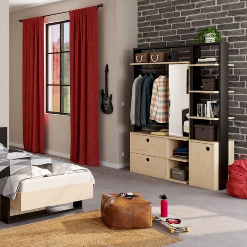 Etagère murale DUPLEX imitation châtaignier et noir