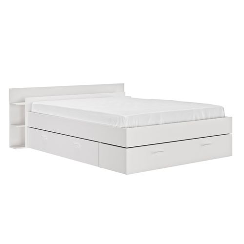 Lit avec rangements 140x190 cm TONIGHT blanc