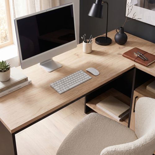Bureau d'angle KOOPER Imitation chêne et noir