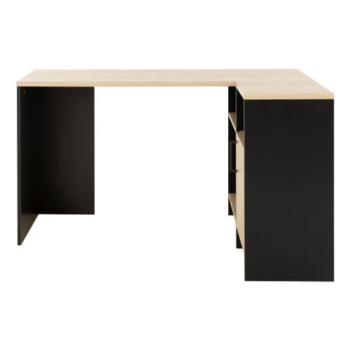 Bureau d'angle KOOPER Imitation chêne et noir vue de face