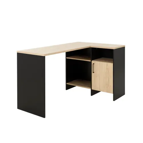 Bureau d'angle KOOPER Imitation chêne et noir vue 3/4