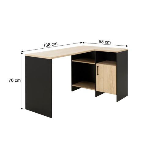 Bureau d'angle KOOPER Imitation chêne et noir