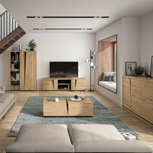 Vitrine CRACK Imitation chêne / noir