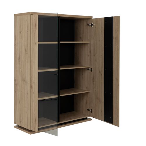 Vitrine CRACK Imitation chêne / noir