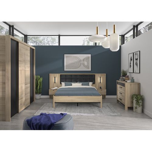 Commode 4 tiroirs MAXIMIN imitation chêne kronberg clair