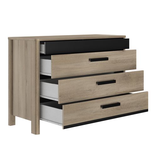 Commode 4 tiroirs MAXIMIN imitation chêne kronberg clair