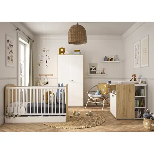 Armoire 2 Portes Arthur - Bois Et Blanc