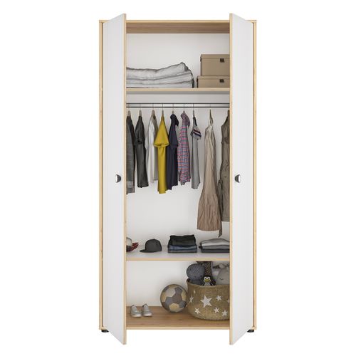 Armoire 2 Portes Arthur - Bois Et Blanc