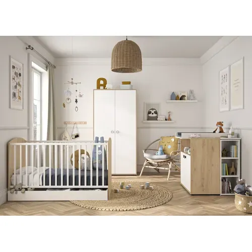 Armoire 2 Portes Arthur - Bois Et Blanc
