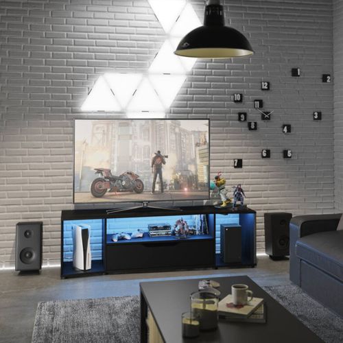 Meuble TV LED Bleue Hack Noir