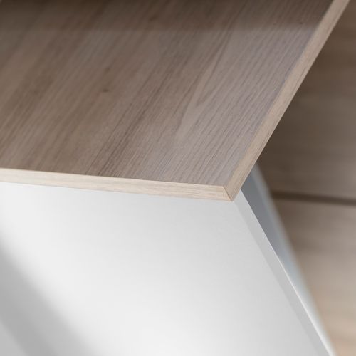 Bureau d'angle droit KOOPER Imitation chêne et blanc