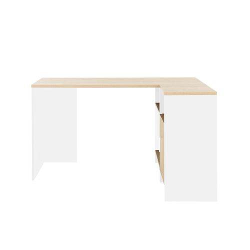 Bureau d'angle droit KOOPER Imitation chêne et blanc