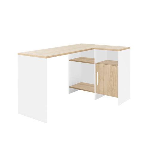 Bureau d'angle droit KOOPER Imitation chêne et blanc