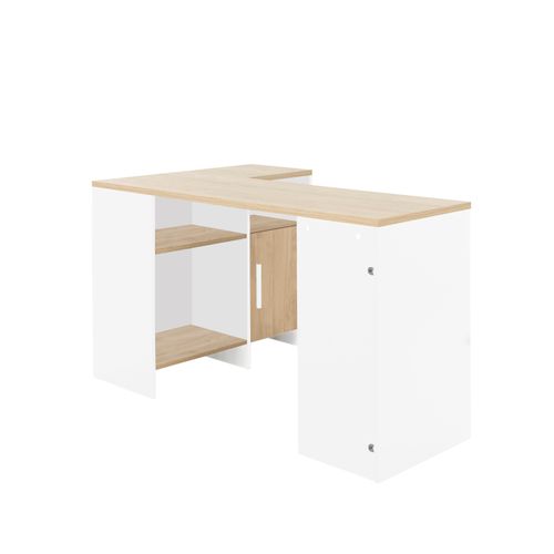 Bureau d'angle droit KOOPER Imitation chêne et blanc
