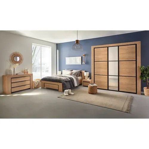 Lit 160x200 cm BRUGGES imitation châtaignier naturel