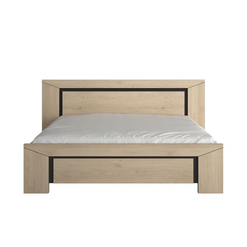 Lit 160x200 cm BRUGGES imitation châtaignier naturel vue de face