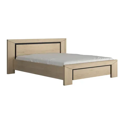 Lit 160x200 cm BRUGGES imitation châtaignier naturel vue 3/4