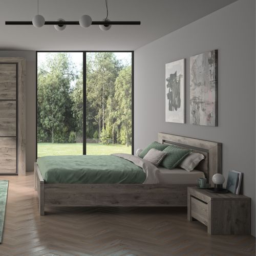 Lit 160x200 cm BRUGGES imitation chêne brun