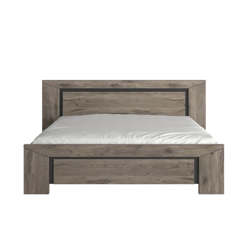 Lit 160x200 cm BRUGGES imitation chêne brun