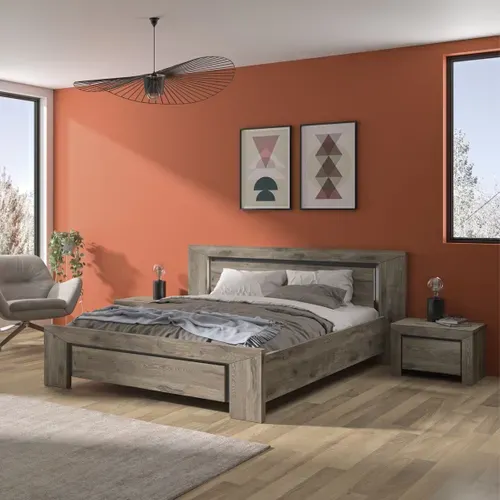 Chevet 1 tiroir BRUGGES imitation chêne brun