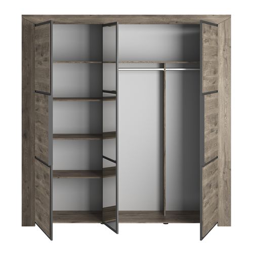 Armoire 3 portes L.222 cm BRUGGES imitation chêne brun