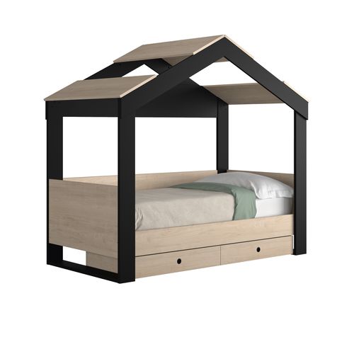 2 tiroirs rangement lit cabane DUPLEX imitation châtaignier