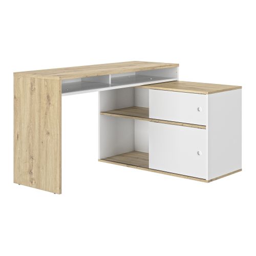 Bureau modulable MODULA imitation chêne et blanc