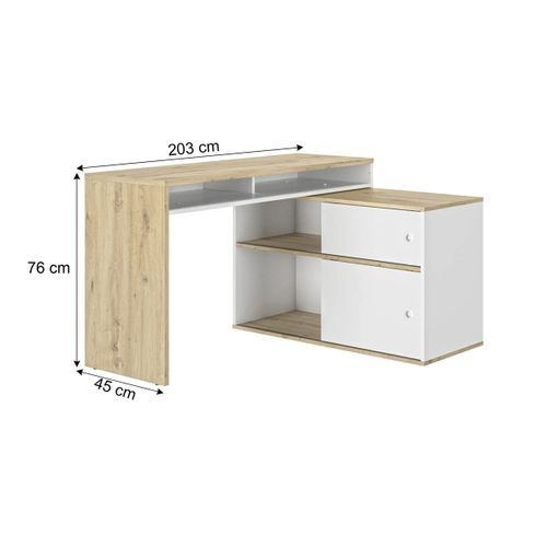 Bureau modulable MODULA imitation chêne et blanc