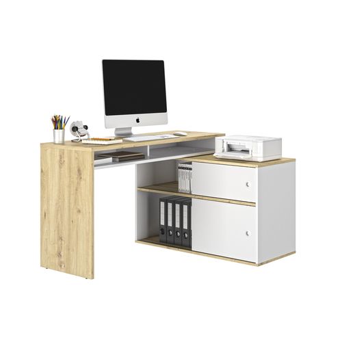 Bureau modulable MODULA imitation chêne et blanc
