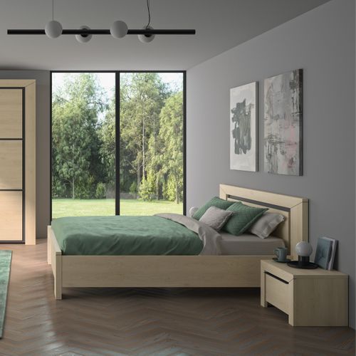 Lit 180x200 cm BRUGGES imitation châtaignier naturel