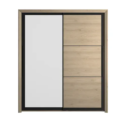 Armoire 2 portes coulissantes L.191 cm BRUGGES imitation châtaignier naturel vue de face