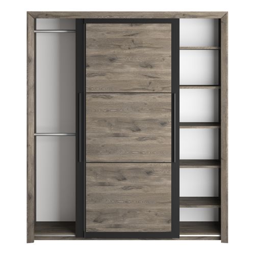 Armoire 2 portes coulissantes L.191 cm BRUGGES imitation chêne brun