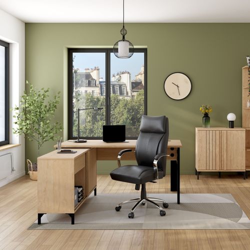 Bureau L. 136 cm FARO imitation Chêne et noir vue d'ambiance 1