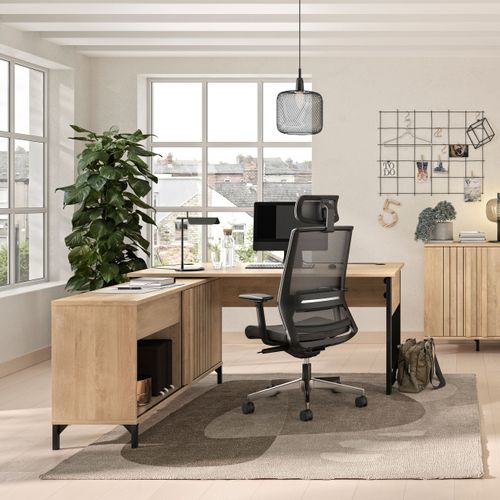 Bureau L. 136 cm FARO imitation Chêne et noir