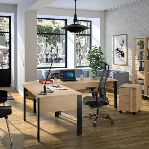 Bureau L. 136 cm FARO imitation Chêne et noir