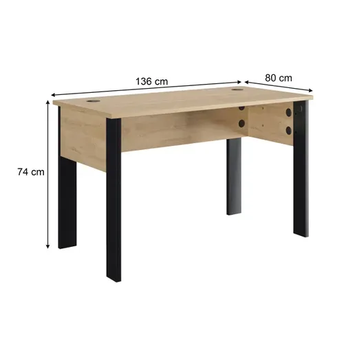 Bureau L. 136 cm FARO imitation Chêne et noir