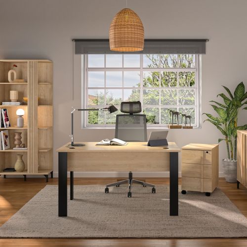 Bureau L. 160 cm FARO imitation Chêne et noir